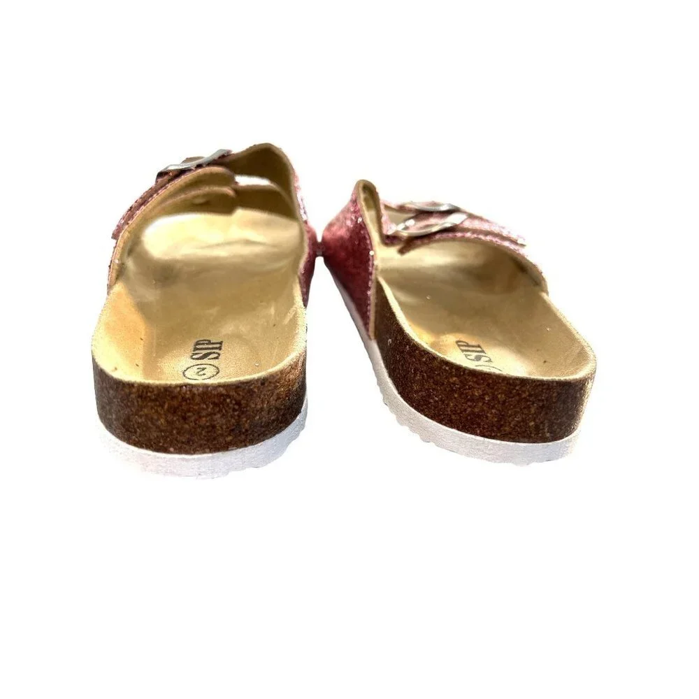 Sip Girls Slide on Sandals Pink Glitter Size 2